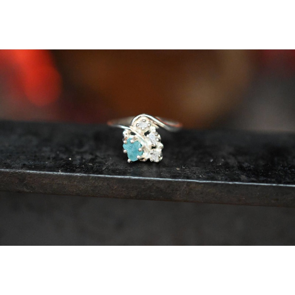 Aquamarine Engagement Ring Rough Blue Gemstone Natural Uncut Aquamarine …